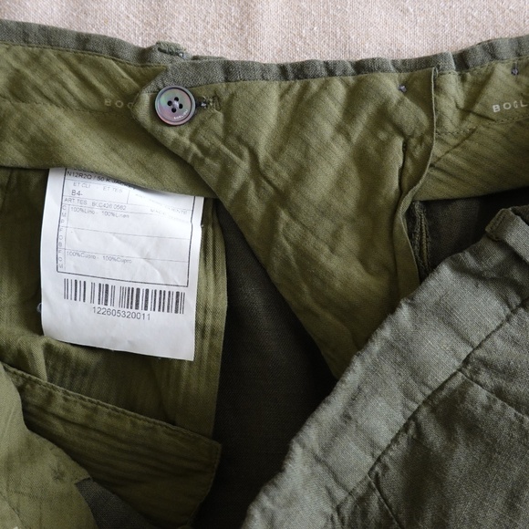 Boglioli Men's Italy 100% Linen Dark Green/Khaki Casual Pants Size US 34 - Picture 9 of 10